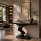 Sculptural Console Table – Solid Wood Modern Table for Entryway Decor