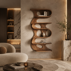 Vertical Bookcase – Sculptural Solid Wood Display Shelf