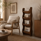 Wooden Blanket Ladder – Solid Wood Quilt Rack for Cozy Living Room Decor