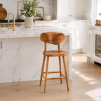 Wood Bar Stool – Solid Wood Counter Chair for Kitchen Island Decor