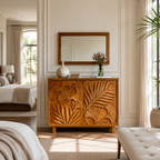 Botanical Carved Wood Accent Cabinet