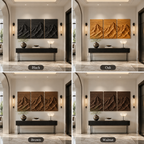 Mountain Wood Wall Art – Solid Wood 3 Panel Carved Wall Decor for Entryway Decor