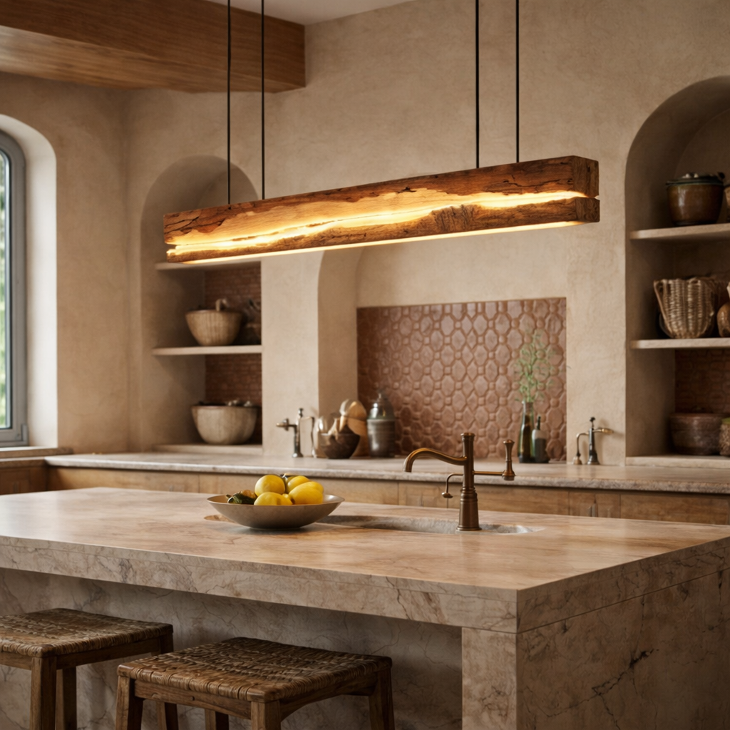 Live Edge Pendant Light – Solid Wood Linear Light for Kitchen Island or Dining Room