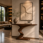 Sculptural Console Table – Solid Wood Modern Table for Entryway Decor