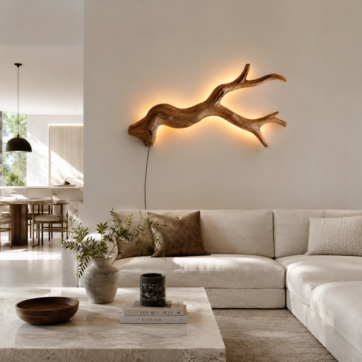 Driftwood Wall Light – Natural Wood Branch LED Wall Decor for Bedroom Decor