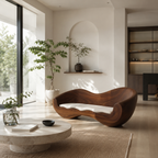 Solid Wood Wave Lounge Chair – Sculptural Accent Chair