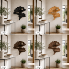Shell Wood Wall Shelf – Solid Wood Floating Display Shelf for Home Office Decor