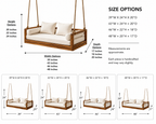 Wood Hanging Porch Swing – Solid Wood Outdoor Swing Sofa with Cushions for Patio Decor