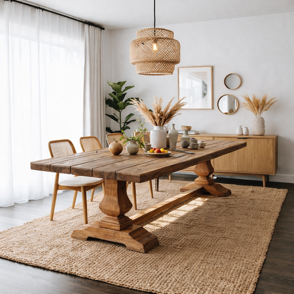 Solid Wood Dining Table – Modern Natural Furniture for Dining Spaces