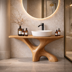 Tree Trunk Bathroom Vanity – Solid Wood Vanity with Countertop for Bathroom Decor