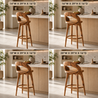 Wooden Bar Stool – Solid Wood Counter Chair for Kitchen Island