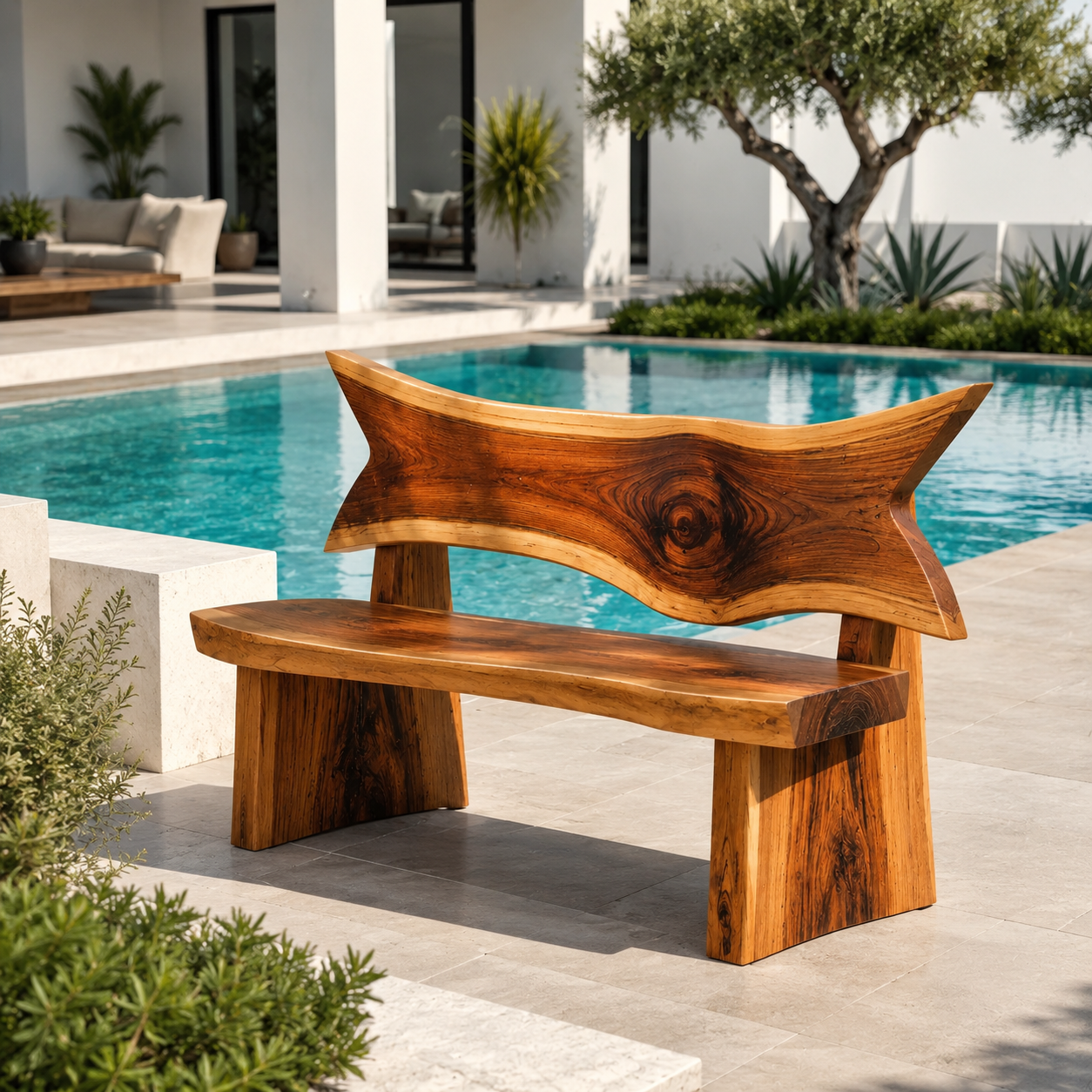 Live Edge Wood Outdoor Bench – Solid Wood Garden Bench for Patio Decor