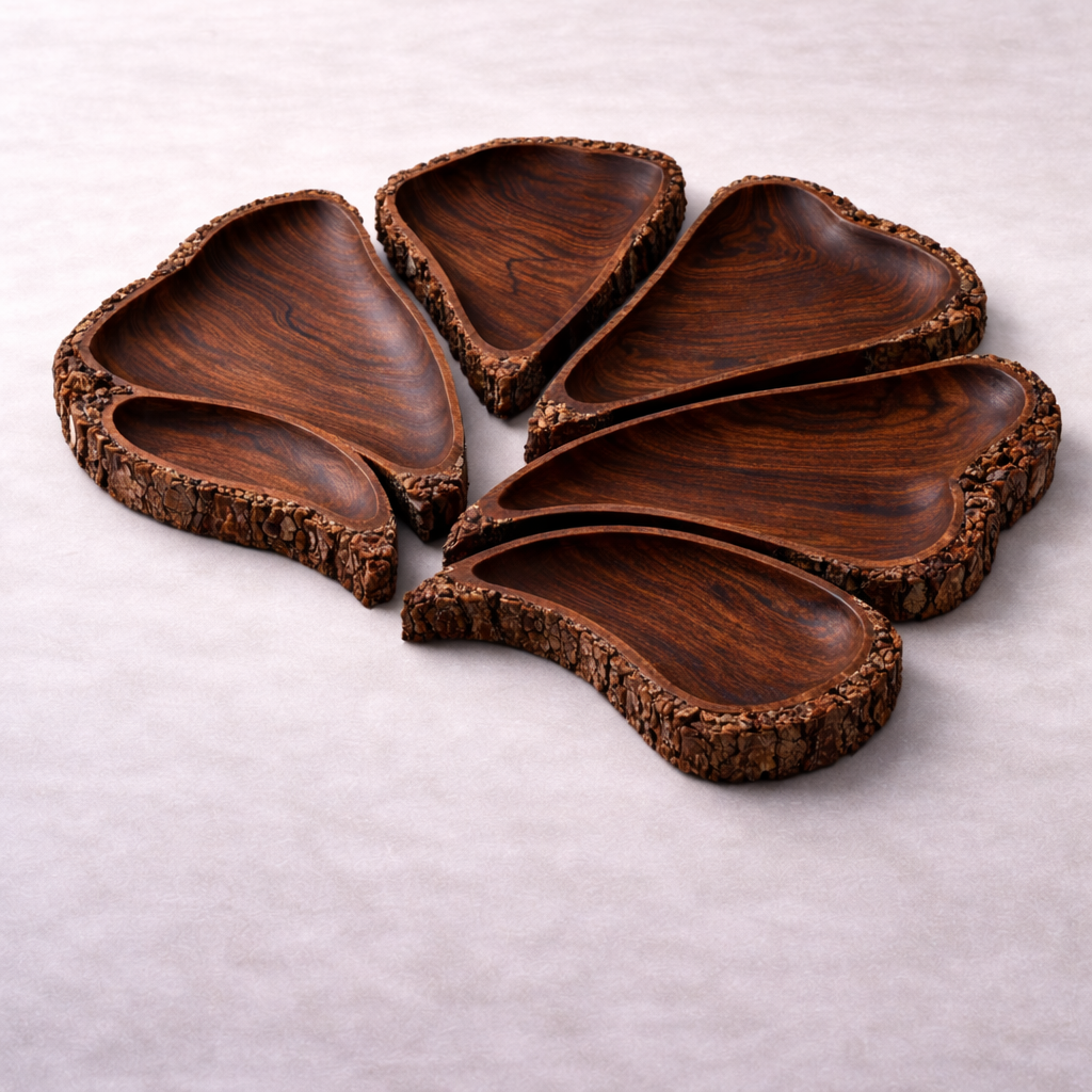 Wooden Serving Tray & Bowl Set – Natural Tableware for Entertaining