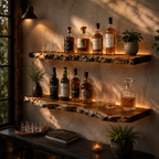Live Edge Bar Shelves – Solid Wood Floating Shelves for Home Bar