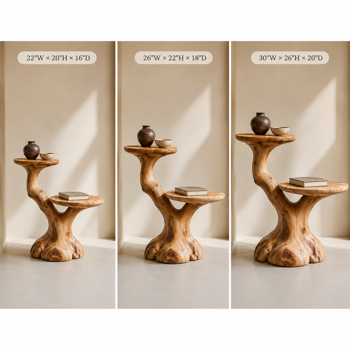 Tree Stump Side Table – Solid Wood Accent Table for Living Room