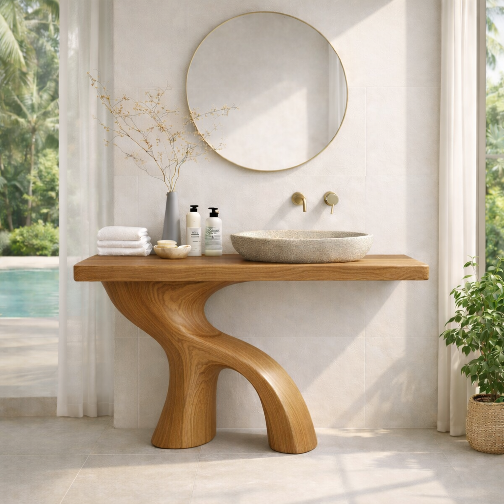 Tree Trunk Bathroom Vanity – Solid Wood Floating Vanity for Modern Bathroom Decor
