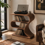 Laptop Side Table – Solid Wood Work Table with Storage Shelves