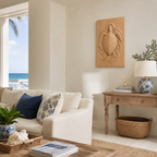 Sea Turtle Wood Wall Art – Solid Wood 3D Relief Carving for Coastal Bedroom Decor