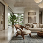 Sculptural Lounge Chair – Solid Wood Accent Chair for Living Room