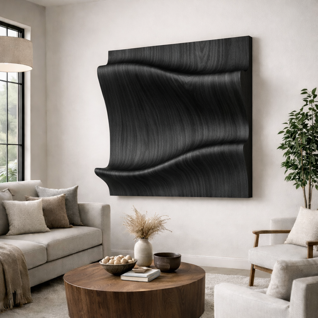 Organic Wooden Wall Art Panel – Sculptural Modern Décor
