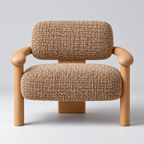 Textured Upholstered Wood Armchair