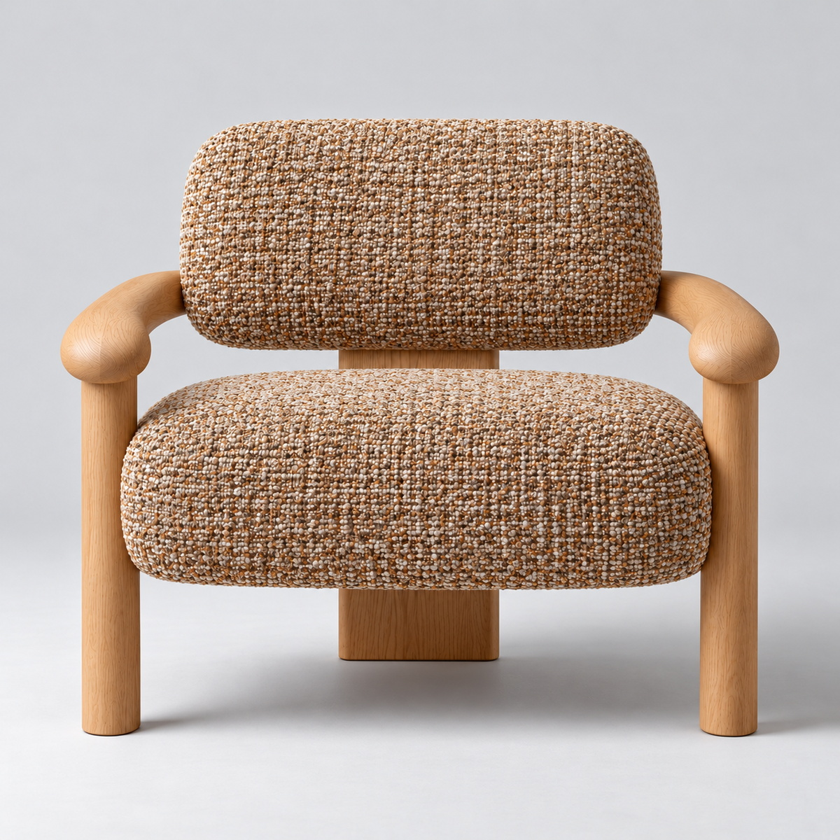 Textured Upholstered Wood Armchair