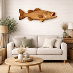 Largemouth Bass Wall Art – Solid Wood Decorative Panel for Fishing Cabin Decor