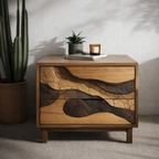 Artisan Solid Wood Bedside Table – Sculptural Nightstand for Modern Bedroom