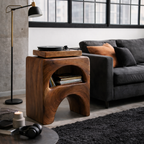 Handcrafted Solid Wood Sculptural Stool – Organic Side Table & Accent Furniture