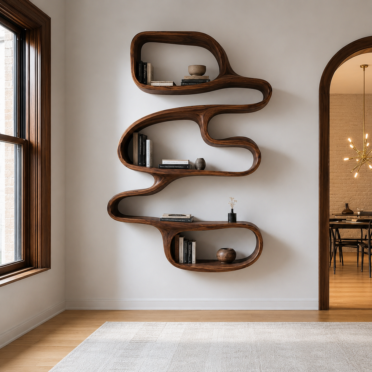 Flowing Loop Wood Wall Shelf