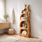 Tree Trunk Corner Shelf – Solid Wood Display Shelf for Rustic Home Decor