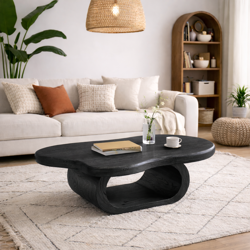 Oval Coffee Table – Sculptural Solid Wood Table for Living Room