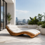 Curved Wood Chaise Lounge – Solid Wood Lounge Chair with Cushion for Living Room Decor