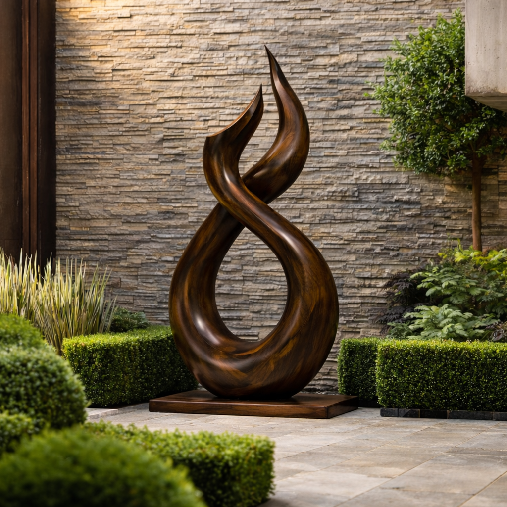 Wooden Outdoor Sculpture – Modern Natural Art Decor