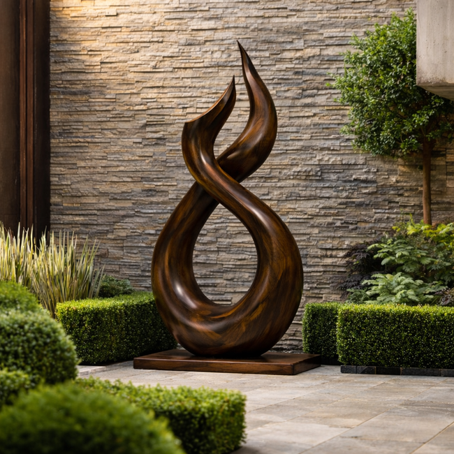 Wooden Outdoor Sculpture – Modern Natural Art Decor Main Image