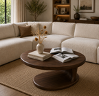 Sculptural Coffee Table – Solid Wood Modern Table for Living Room Decor