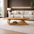 Sculptural Solid Wood Coffee Table – Organic Curved Design