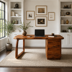 Solid Wood Executive Desk – Natural Wood Office Desk with Drawers for Home Office Decor