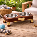 Personalized Wooden Pet Feeding Station – Custom Dog Bowl Stand