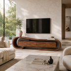 Floating TV Stand – Solid Wood Media Console for Living Room