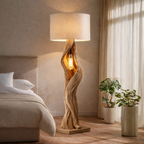 Sculptural Solid Wood Floor Lamp – Hand-Carved Organic Design