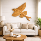Flying Eagle Wall Art – Solid Wood Decorative Panel for Rustic Home Deco