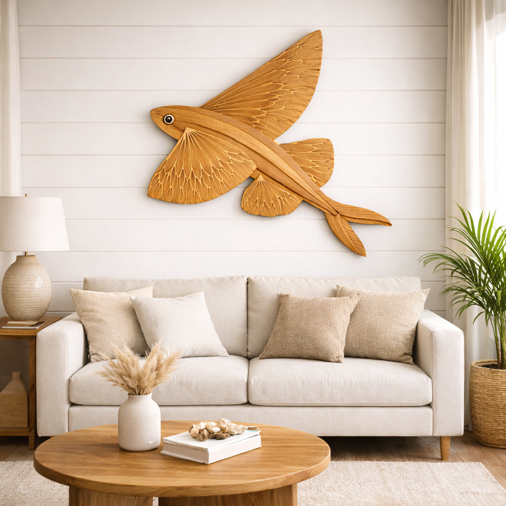 Flying Eagle Wall Art – Solid Wood Decorative Panel for Rustic Home Deco