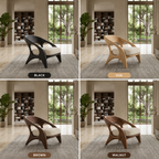 Sculptural Lounge Chair – Solid Wood Accent Chair for Living Room