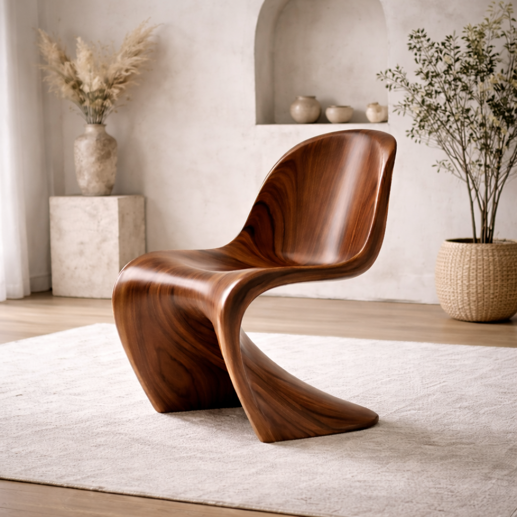Statement Chair – Sculptural Solid Wood Chair for Living Room and Lounge
