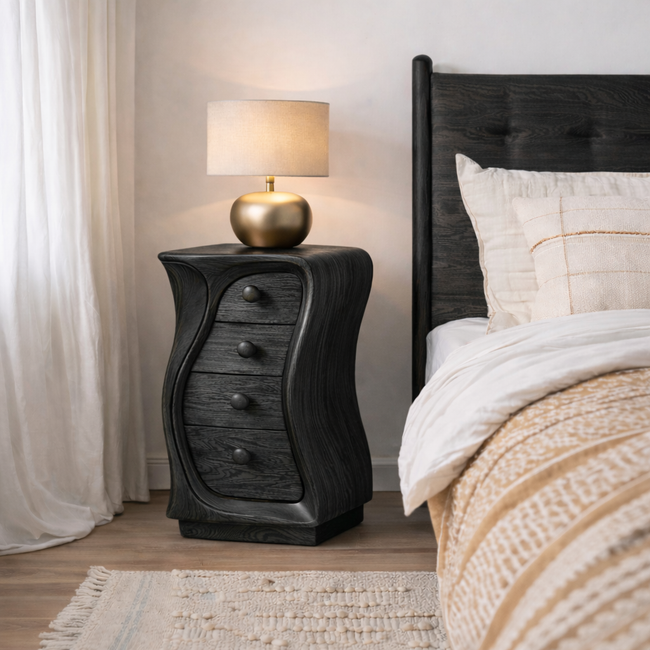 Solid Wood Nightstand – Modern Natural Bedside Table Main Image