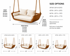 Wood Hanging Swing Sofa – Solid Wood Porch Swing with Cushions for Outdoor Decor
