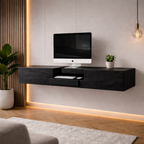 Floating TV Stand – Solid Wood Media Console with Drawer Storage