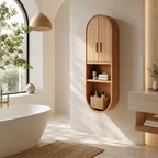 Arched Wood Bathroom Cabinet – Solid Wood Wall Mounted Storage Cabinet for Bathroom Decor