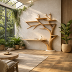 Tree Wall Shelf Desk – Wooden Workspace Wall Organizer
